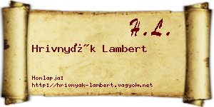Hrivnyák Lambert névjegykártya